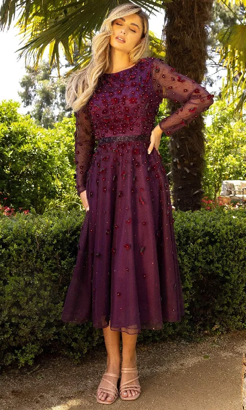 Primavera Couture 11072 - Appliqued Long Sleeve Evening Dress