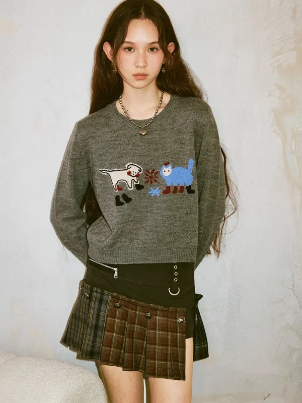 Embroidered round neck sweater【s0000006426】 Elegant Classic Vintage