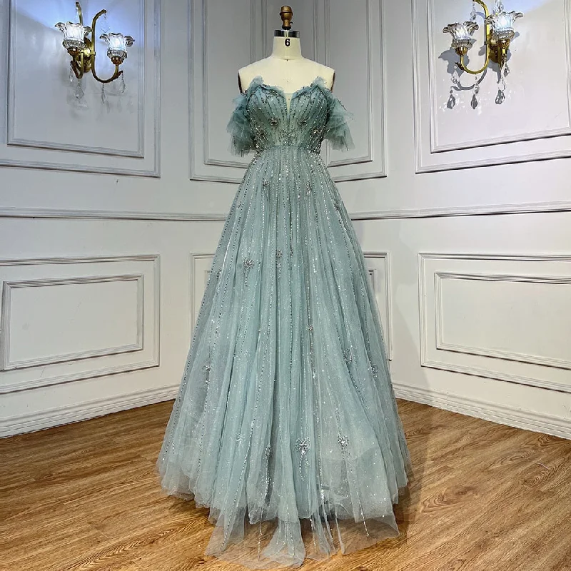 Serene Hill Turquoise Arabic A Line For Wedding Long Luxury 20243 Hand Made Beaded Formal Prom Dress Party Gown LA72064 Serene Hill Turquoise Arabic A Line For Wedding Long Luxury 20243 Hand Made Beaded Formal Prom Dress Party Gown LA72064
