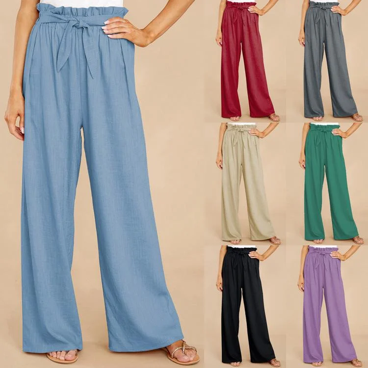 Loose Cotton and Hemp Casual Pants High-Waisted Clearance,