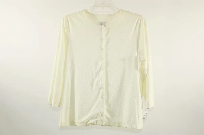 Christopher & Banks Cream Button Up Cardigan Top | S Stretchy Elastic Breathable