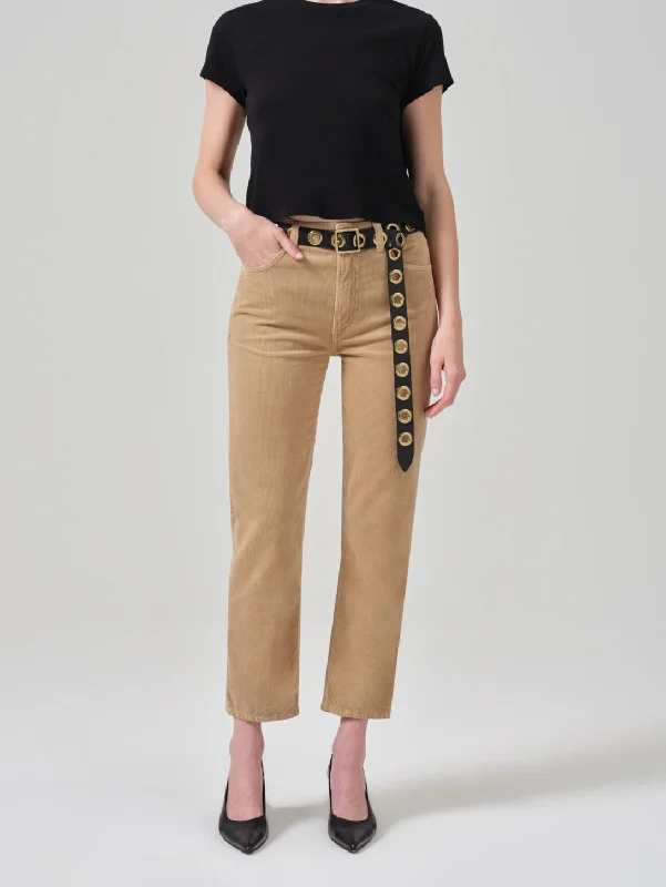 Zurie Straight Leg Corduroy Pant - Champagne Wide-Leg Crop,