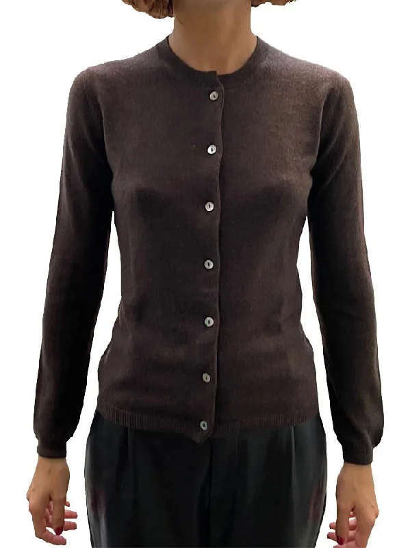 LA ROSE cardigan cashmere marrone Bright Pastel Dark
