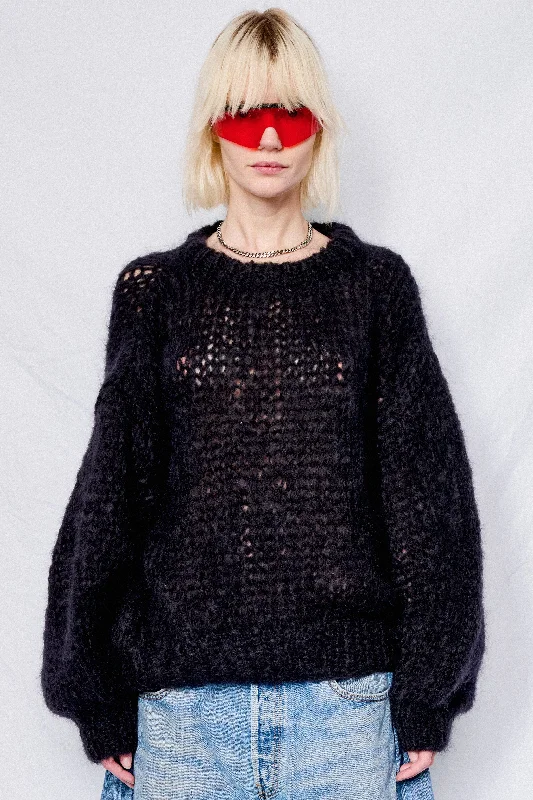 Black Pullo Sweater Nylon Fabric Polyester Fabric Spandex Fabric