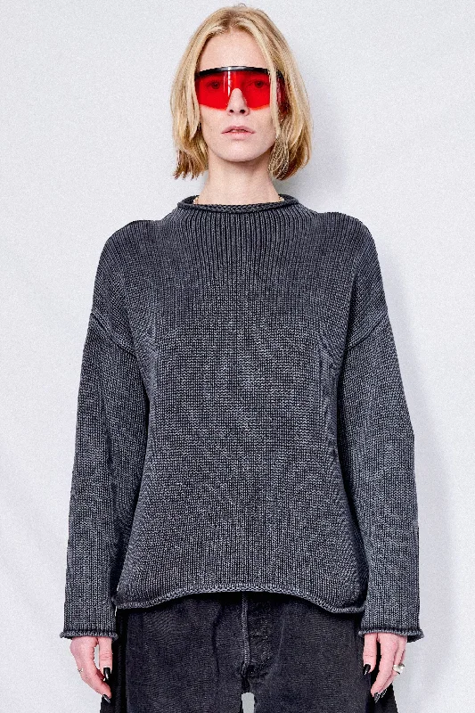 Black Lamis Sweater Solid Print Embellished