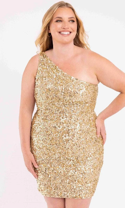 Primavera Couture 3883 - One Shoulder Glittered Cocktail Dress