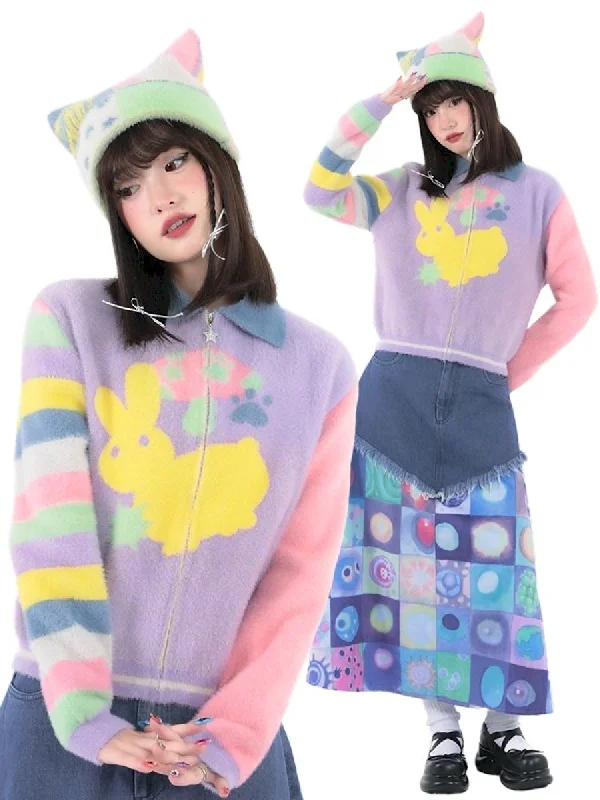 Ghostly Colorful Dopamine Niche Sweater 【s0000005720】 Spandex Rayon Corduroy