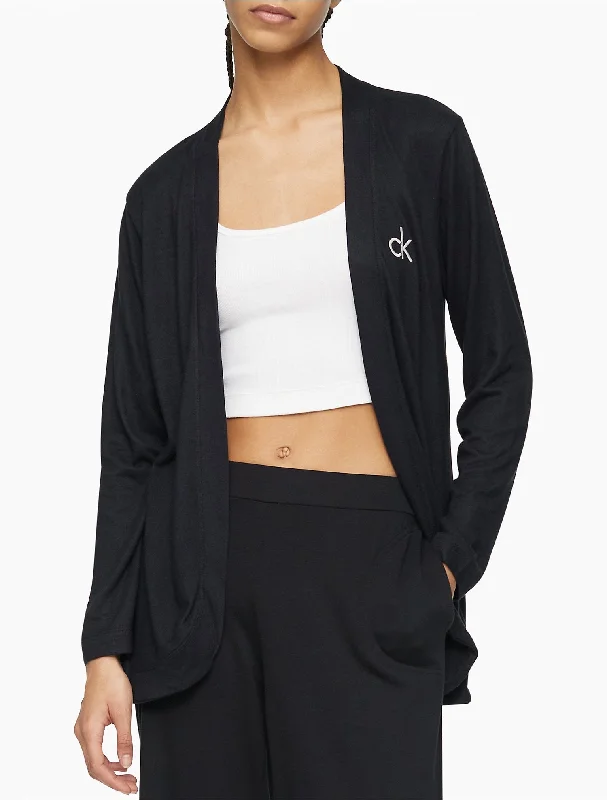 Calvin Klein Aurora Comfort CK Logo Open Front Cardigan - Women Stretchy Elastic Breathable