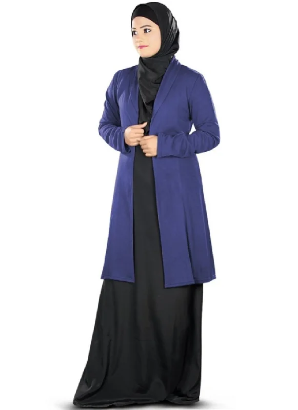 Haneefa Jersey Cardigan Royal Blue Zippered Front Buttoned Front Snap Front