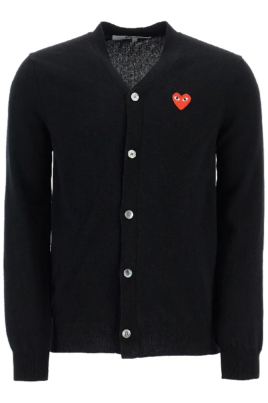 Unisex Heart Cardigan  - Black Layered Multi-layer Single Layer