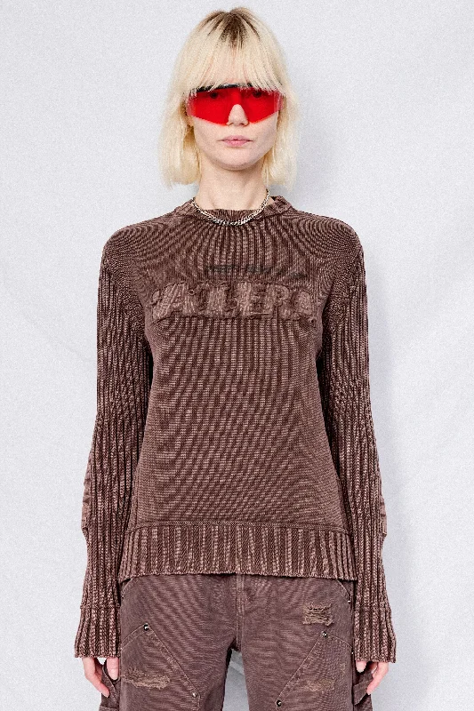 Brown Rib Knit Sweater Chenille Fabric Brocade Fabric Lace Fabric