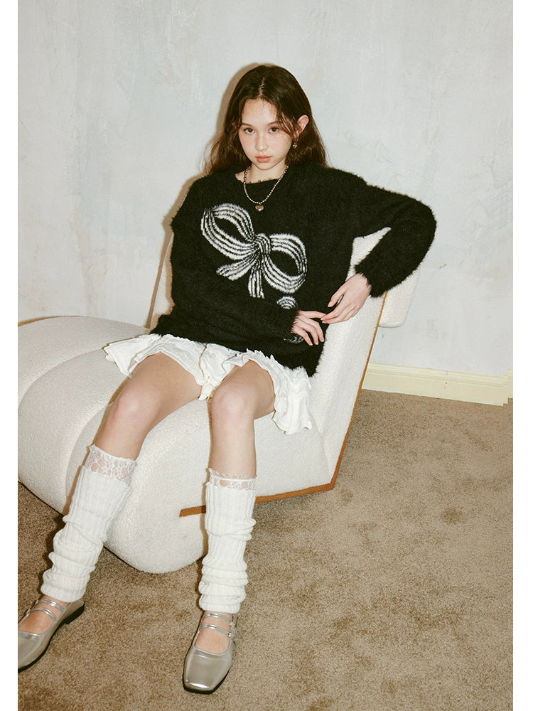 Round neck striped ribbon knit sweater【s0000006414】 Anti-Pilling Anti-Shrink Durable
