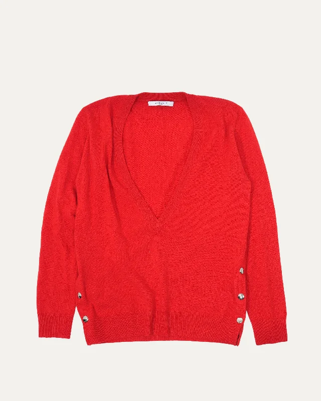 Deep V-Neck Wool Sweater Sequined Glittery Shiny