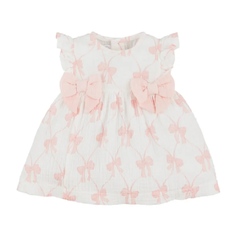 Pink Bow Muslin Dress