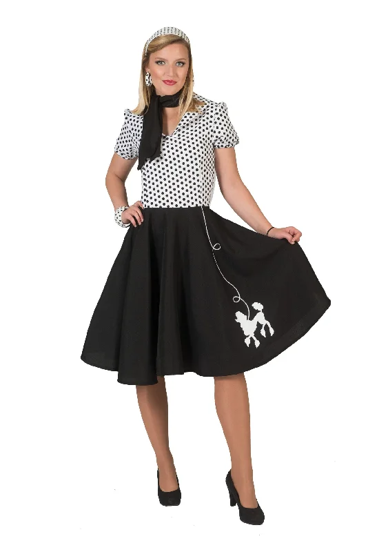 Poodle Dress White Black