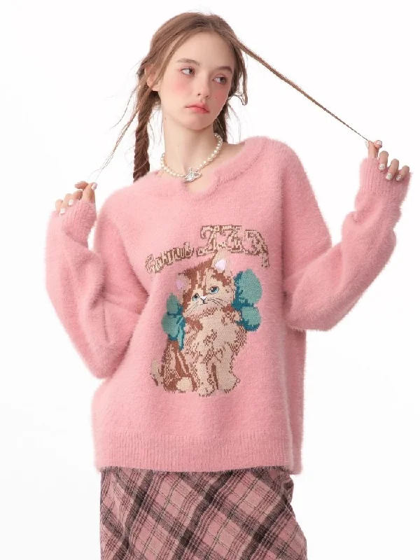 Lazy wind pink gentle soft sweater【s0000006149】 Wool Sweater Cotton Sweater Cashmere Sweater