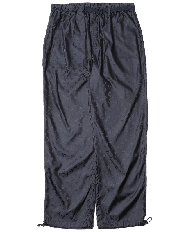 Adjustable Nylon Monogram Pants Wide-Leg Comfort,