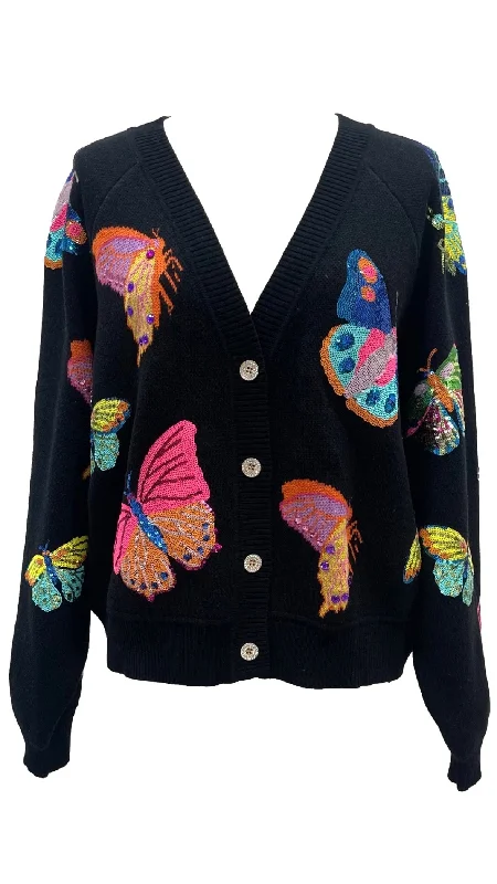 Black Big Butterfly Cardigan | Queen of Sparkles Hooded Caped Shawl Collar