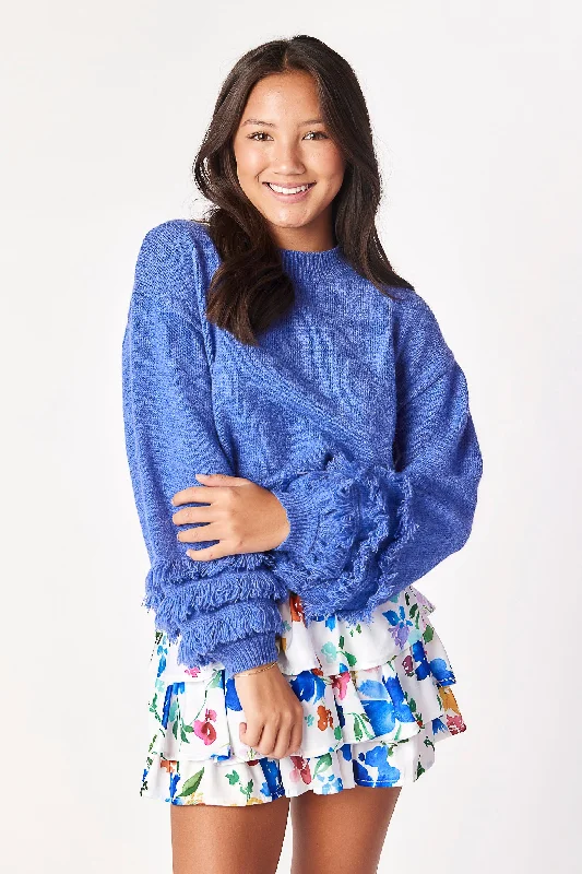 Verbena Sweater Cobalt Mesh Fabric Canvas Fabric Denim Fabric