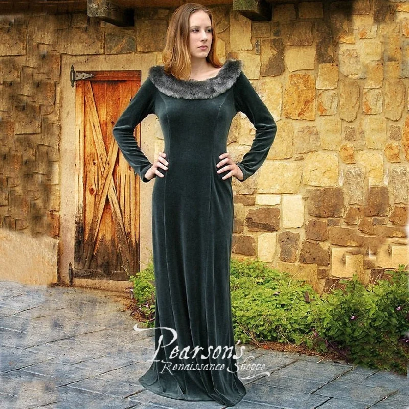Medieval Winter Forest Green Dress