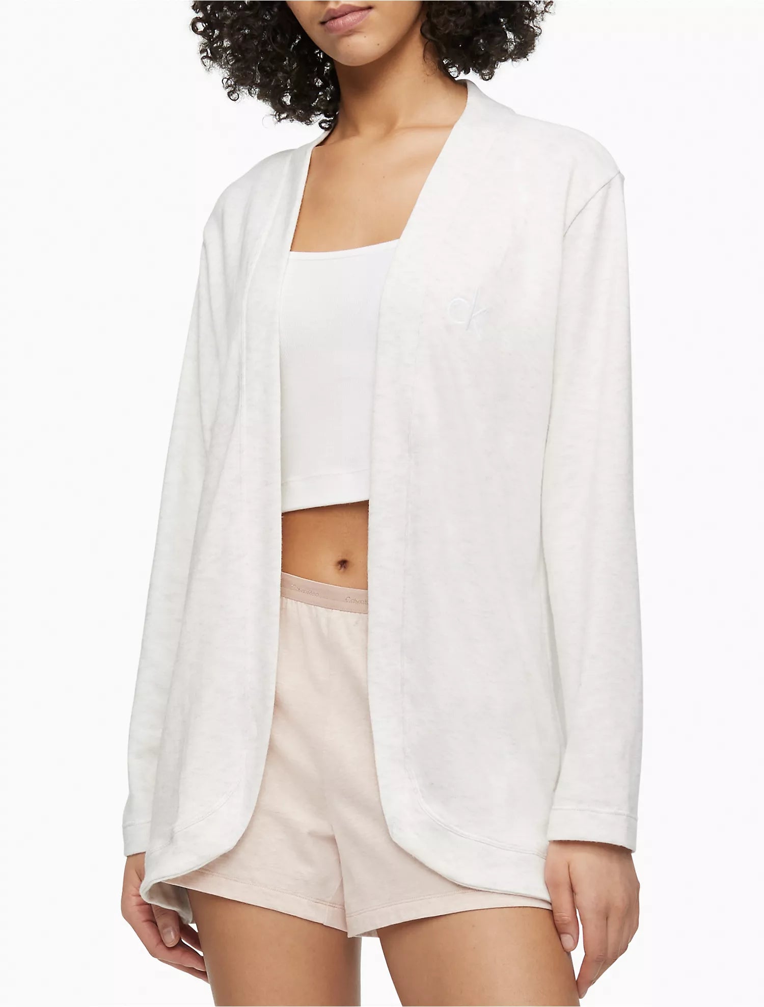 Calvin Klein Aurora Comfort CK Logo Open Front Cardigan - Women Seamless Knitted Crochet