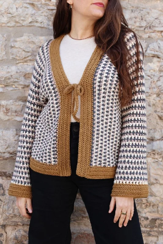 Emerick Cardigan (Crochet) Herringbone Houndstooth Plaid