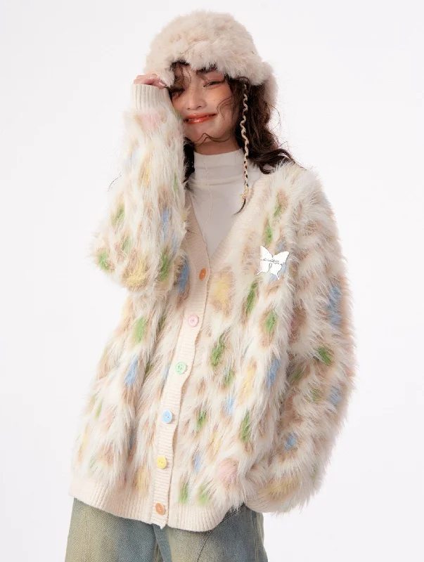 Lazy Style Leopard Print Cardigan ZIZ0026 Silk Blend Satin Velvet