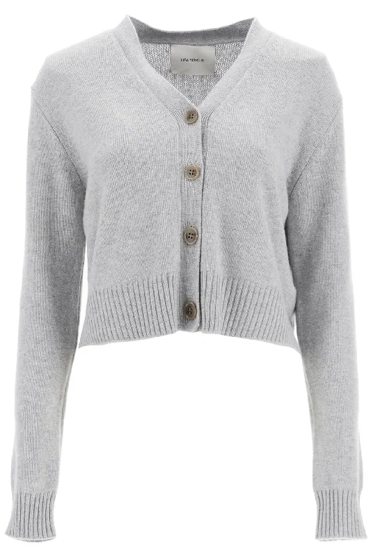 'cropped Cashmere Cardigan '  - Grey Mesh Blend Leather Blend Suede Blend