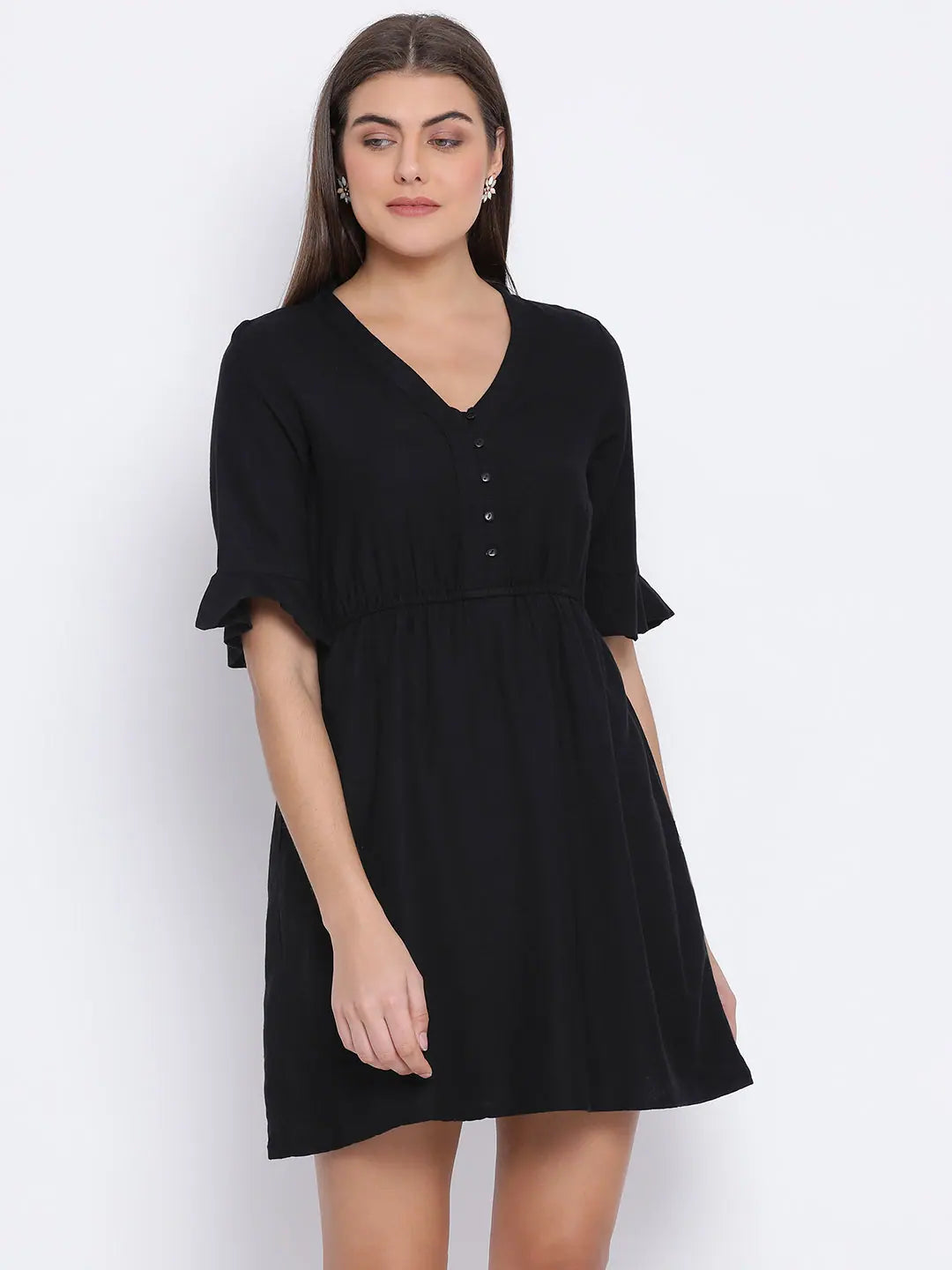 Black Berta Tie-Knot Women Dress
