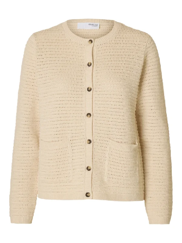Selected Femme Vinna  - Cardigan med struktur Asymmetrical,ymmetric Pencil Cardigan