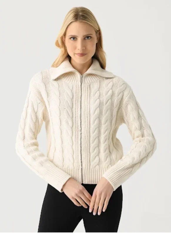 HEMINGWAY CABLE CARDIGAN Cashmere Blend Cotton Blend Poly Blend