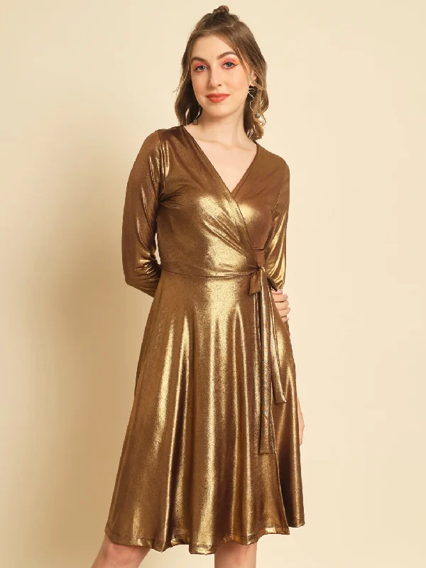 TANDUL  Women A-line Gold Dress