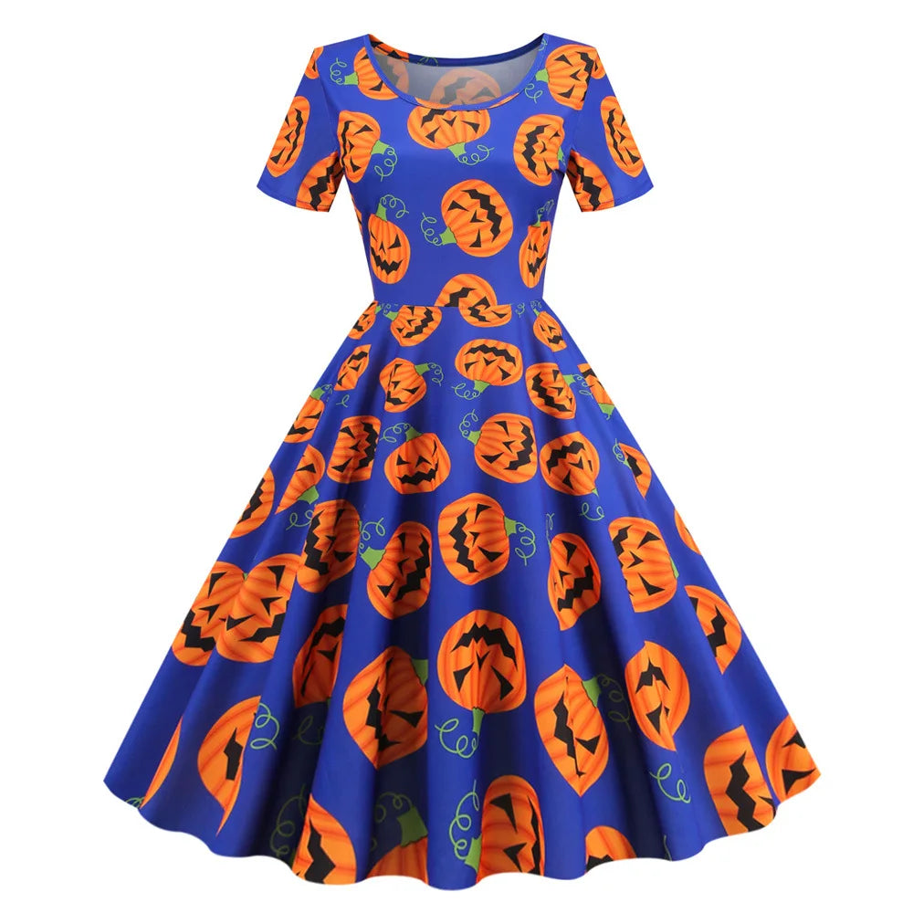 Advbridge Halloween Dresses Skeleton Pumpkin Printed Cosplay Party Costume Women Vintage Polka Audrey Dress Advbridge Halloween Dresses Skeleton Pumpkin Printed Cosplay Party Costume Women Vintage Polka Audrey Dress