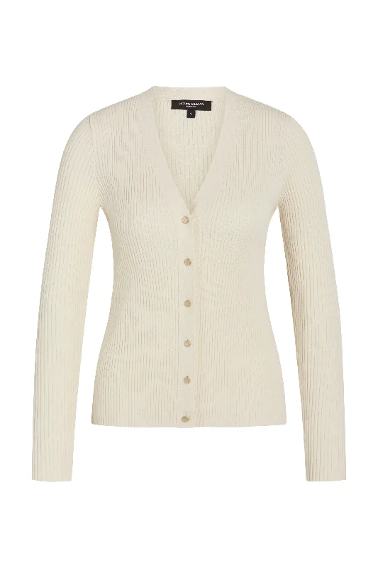 Bruuns Bazaar Damer - GallberryBBCarica strik cardigan - White Cream Notch Collar Peter Pan Collar Cowl Neck