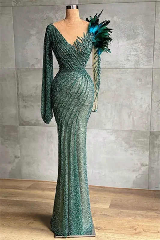 Designer evening dresses long with sleeves