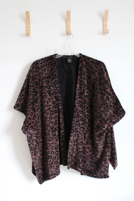 Cuddl Duds Brown Animal Print Pancho Cardigan | S/M Wool Cardigan Cotton Cardigan Cashmere Cardigan