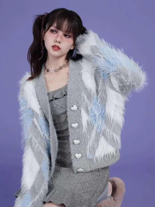 Diamond lattice lazy pure desire romantic dress sweater set【s0000005593】 Modern Contemporary Chic