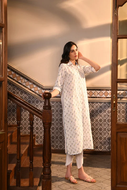 Mahin Kurta with Inverted V Hem Pants Trendy Cotton,