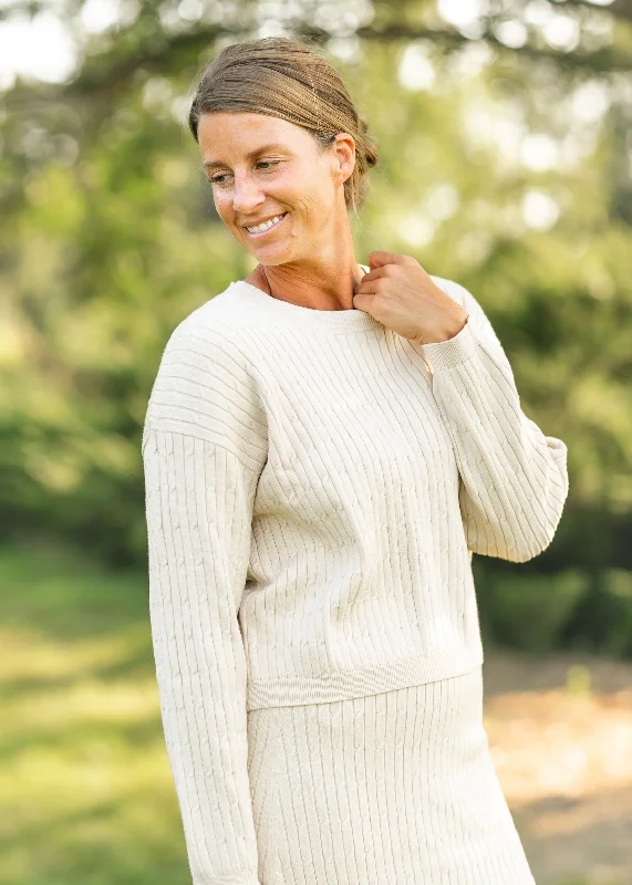 Fine Gauge Cable Knit Batwing Sweater - FINAL SALE Bright Pastel Dark