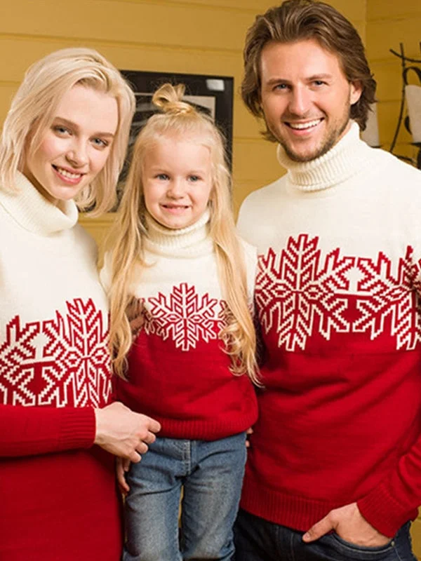 Christmas Jumpers Thicken Warm Turtleneck Xmas Family Look Family Matching Sweaters Fitted Loose Oversized