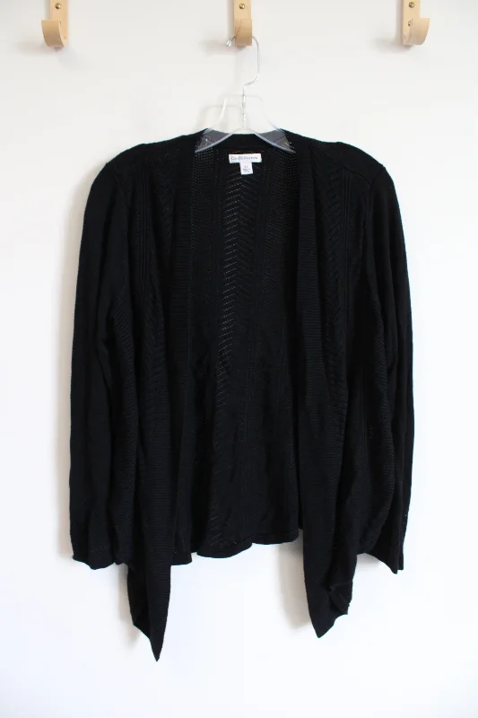 Croft & Barrow Black Knit Crocheted Cardigan | XL Neon metallic Matte