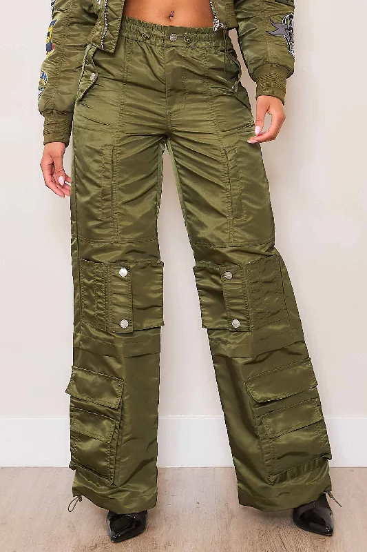 UTILITY NYLON WIDE CARGO PANTS High-Waisted Sale,