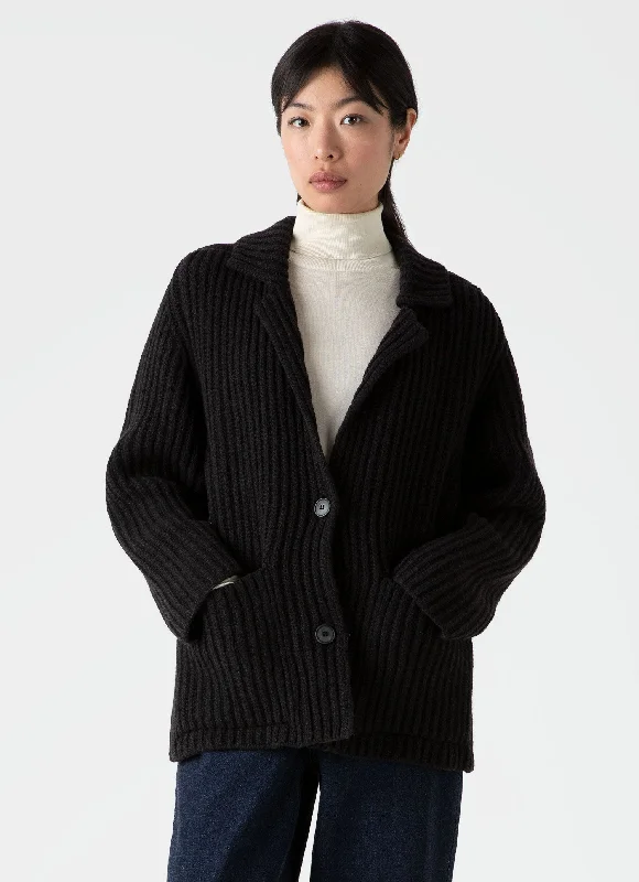 Women's Knitted Cardigan in Coffee Twist Cotton Fabric Linen Fabric Terry Fabric