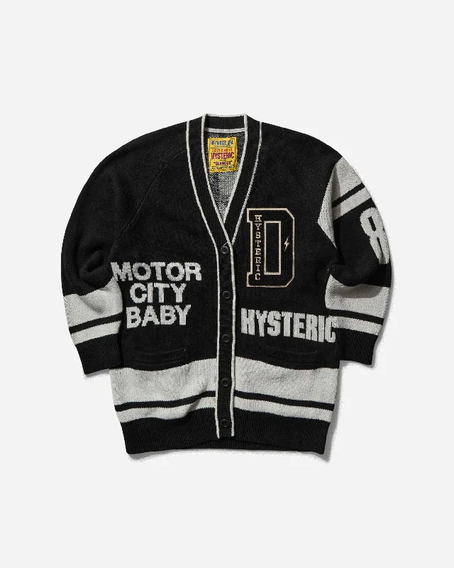 Women's Motor City Baby Cardigan Black Mesh Fabric Canvas Fabric Denim Fabric