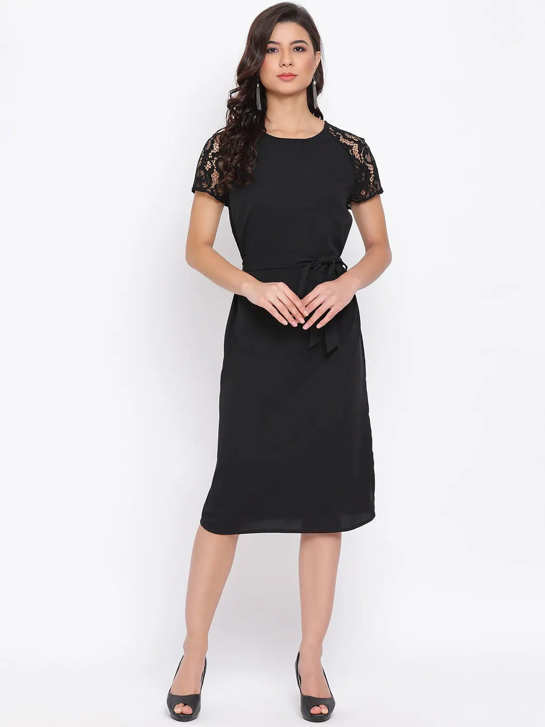 Black Lace Detail Women Dress