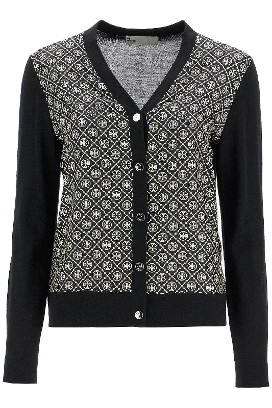 Silk Insert Cardigan With Eight  - Black Satin Blend Silk Blend Wool Blend
