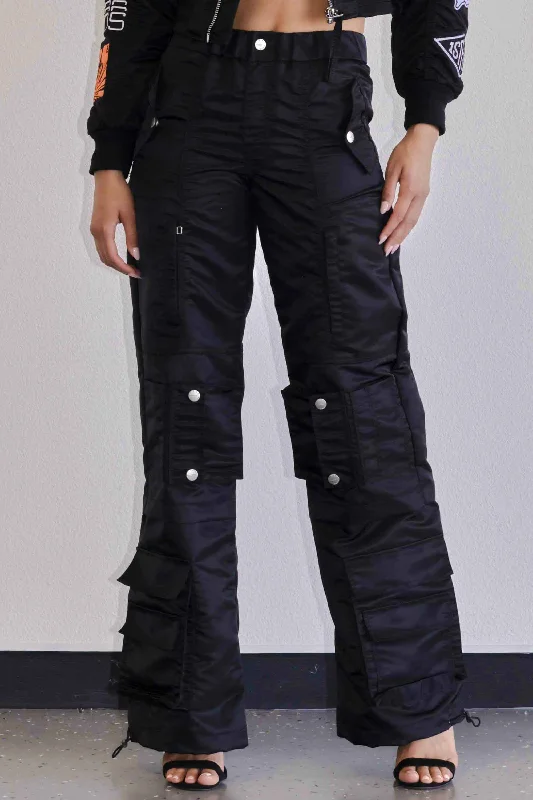 UTILITY NYLON WIDE CARGO PANTS Quality Crop,