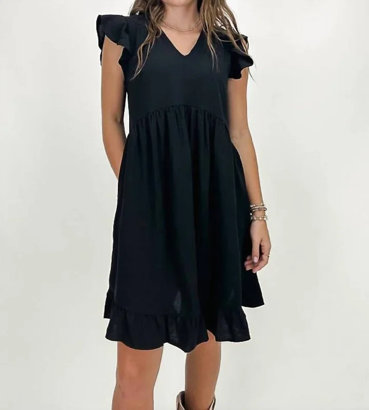 Abbey V-Neck Dress In Black