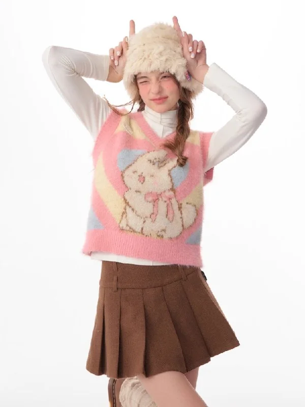 Pink Rabbit Love Knit V-Neck Sweater Vest【s0000006142】 Long Sweater Short Sweater Cropped Sweater