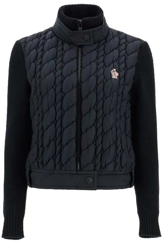 Hybrid Wool And Nylon Cardigan For  - Black Crew Neck V-Neck Turtle Neck